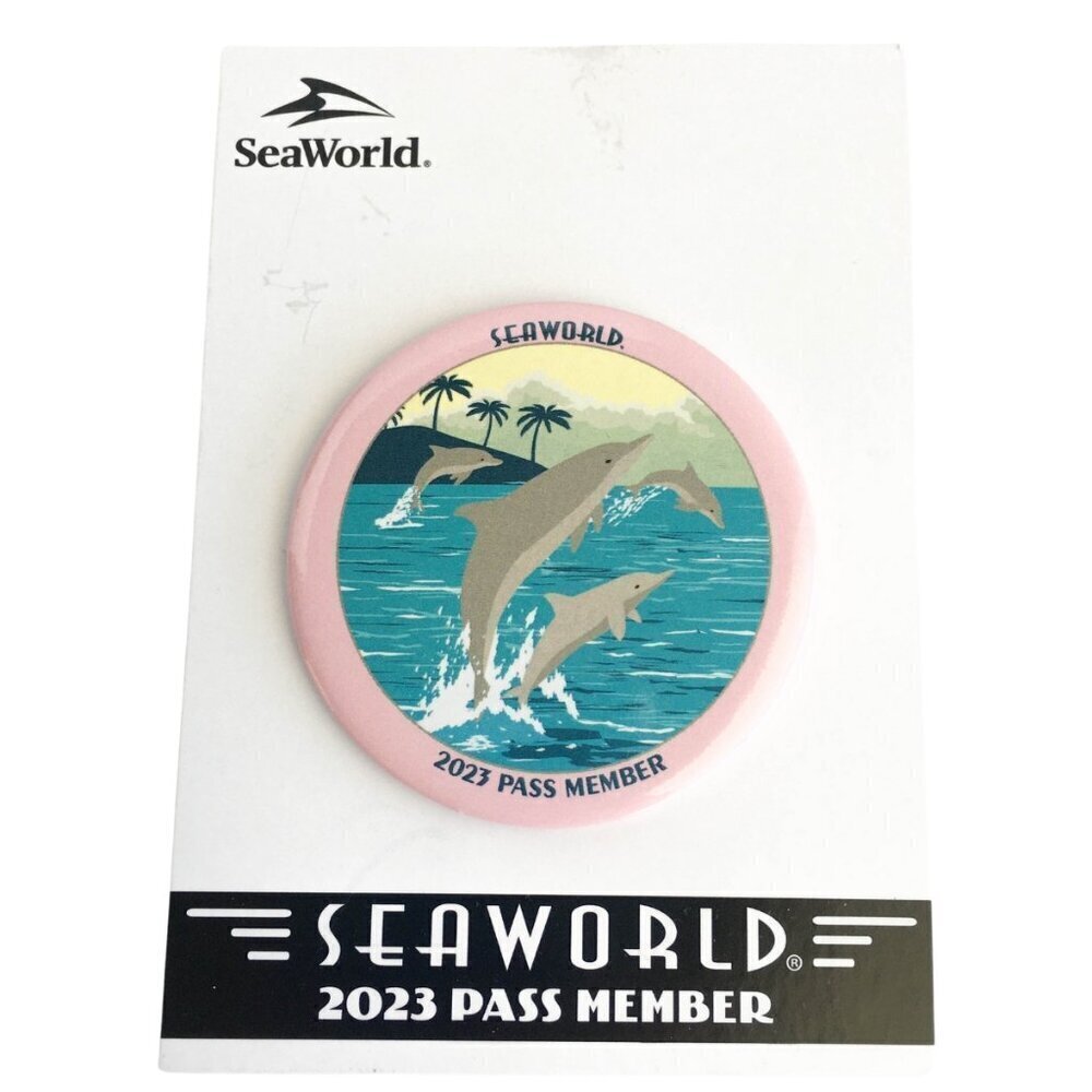 NEW SeaWorld 2023 Pass‎ Member Exclusive Button Series - Bottlenose Dolphin